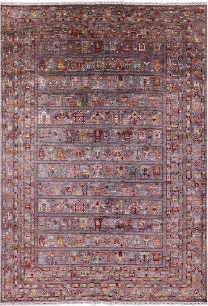 Tribal Persian Gabbeh Handmade Wool Rug - 8' 0" X 11' 4" - Golden Nile
