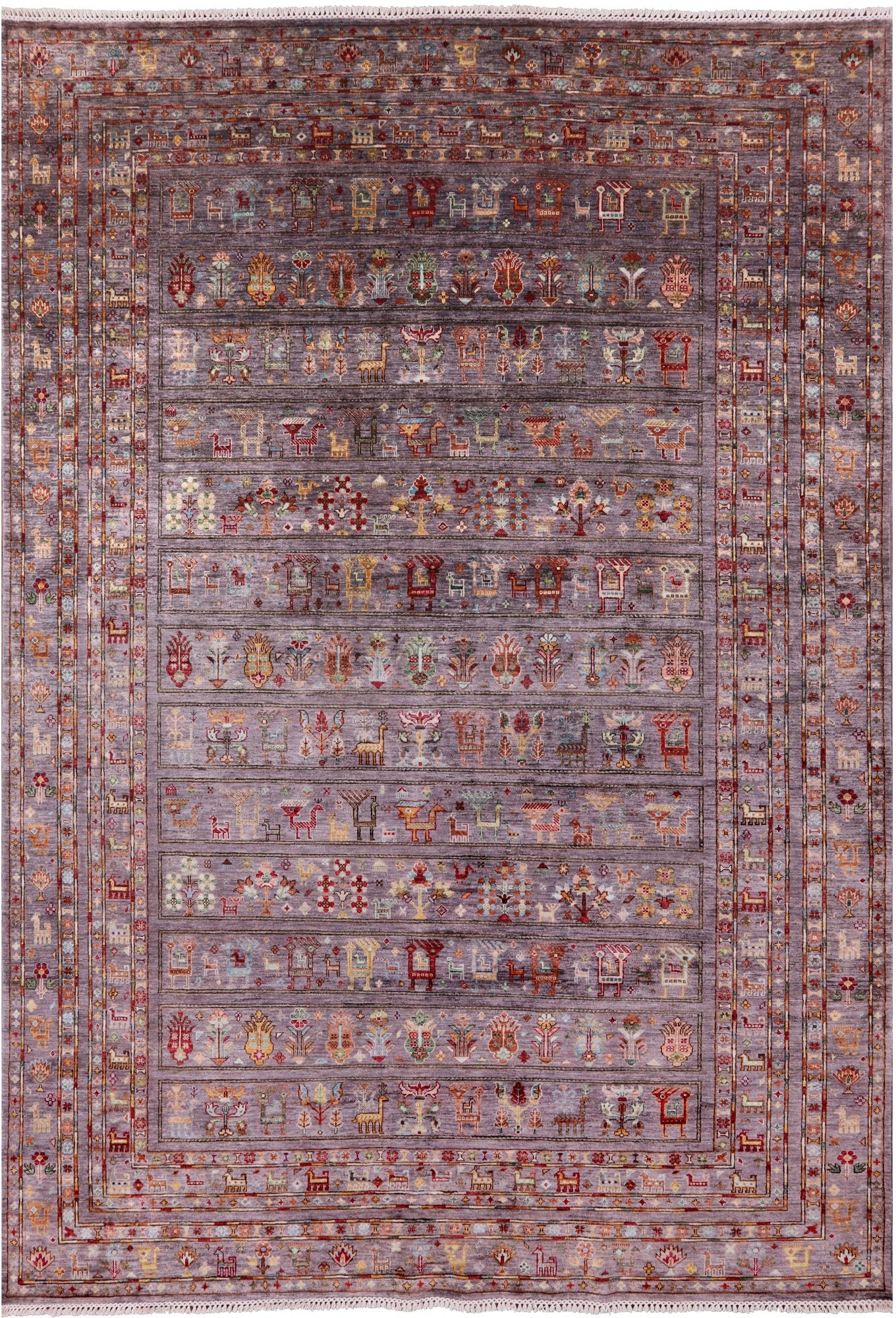 Tribal Persian Gabbeh Handmade Wool Rug - 8' 0" X 11' 4" - Golden Nile