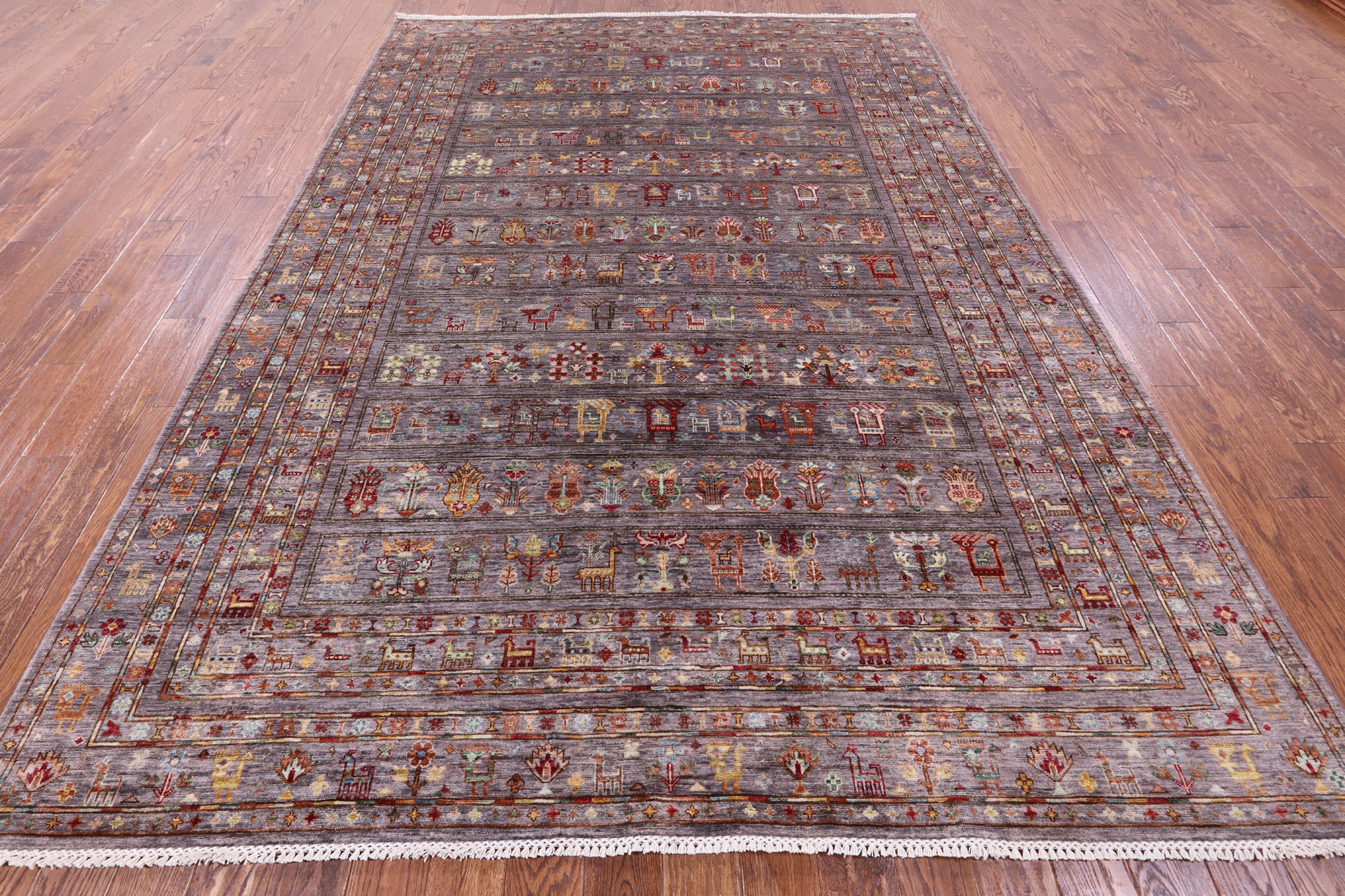 Tribal Persian Gabbeh Handmade Wool Rug - 8' 0" X 11' 4" - Golden Nile