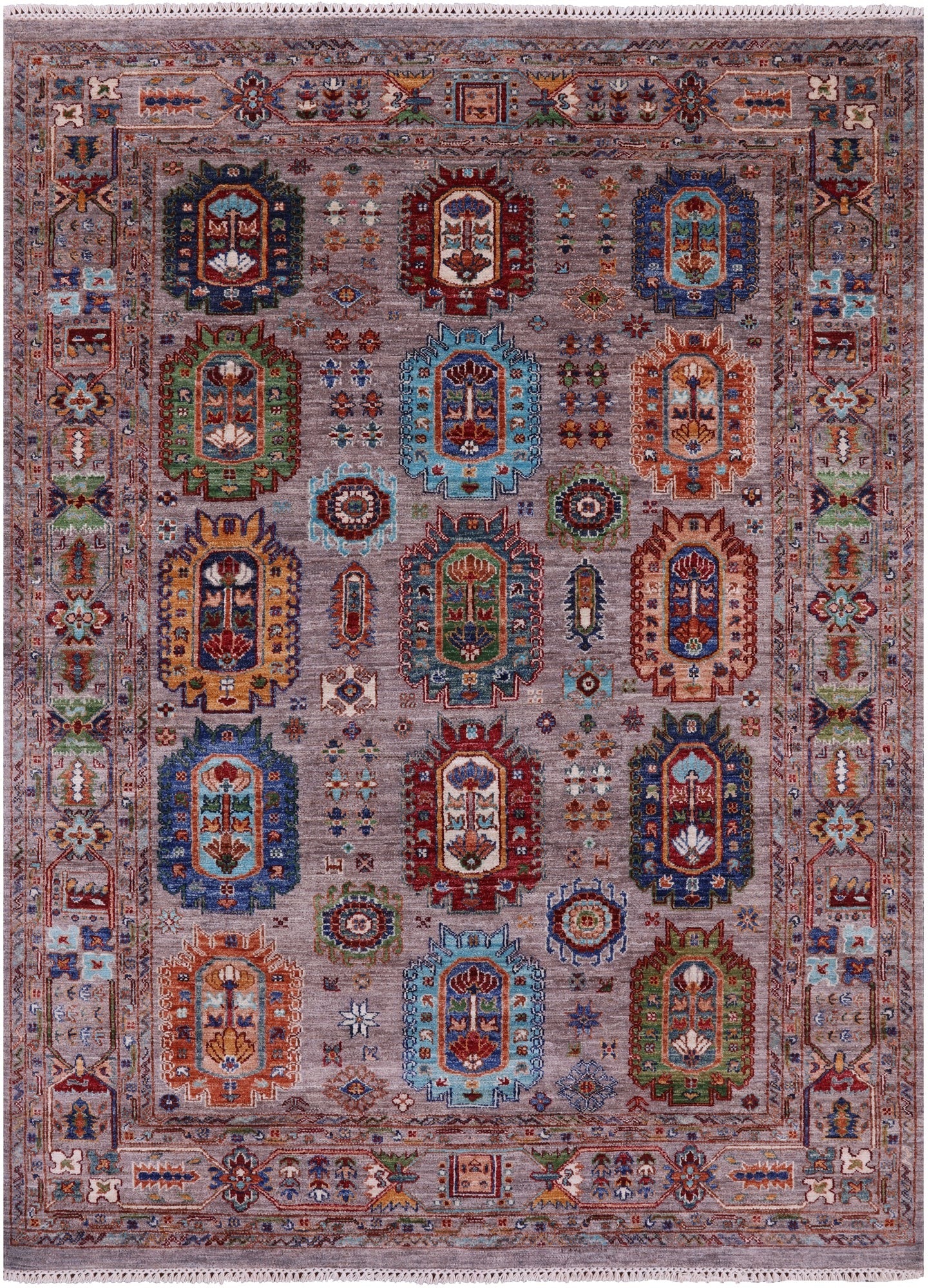 Turkmen Ersari Hand Knotted Wool Rug - 5' 10" X 8' 0" - Golden Nile