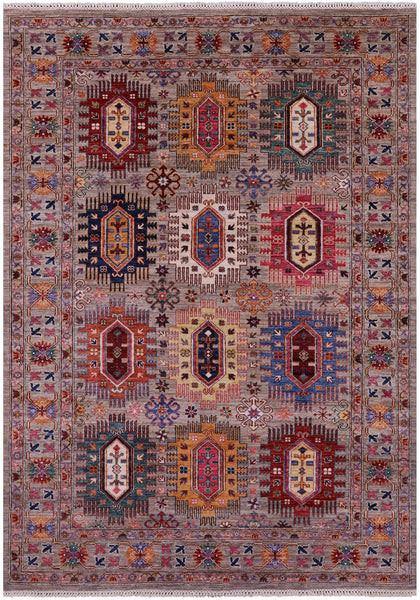 Turkmen Ersari Hand Knotted Wool Rug - 5' 10" X 8' 2" - Golden Nile
