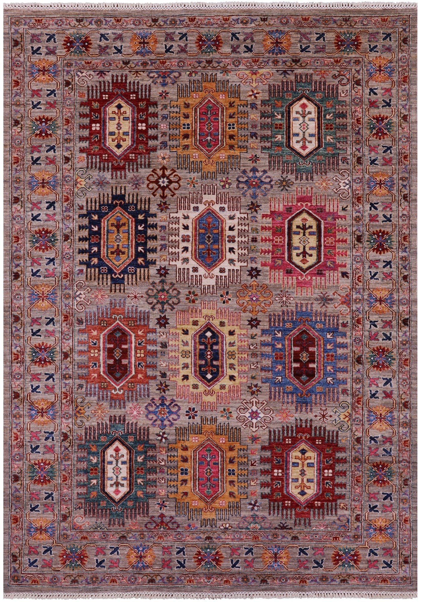 Turkmen Ersari Hand Knotted Wool Rug - 5' 10" X 8' 2" - Golden Nile