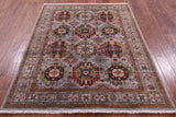 Grey Turkmen Ersari Hand Knotted Wool Rug - 5' 1" X 6' 7" - Golden Nile