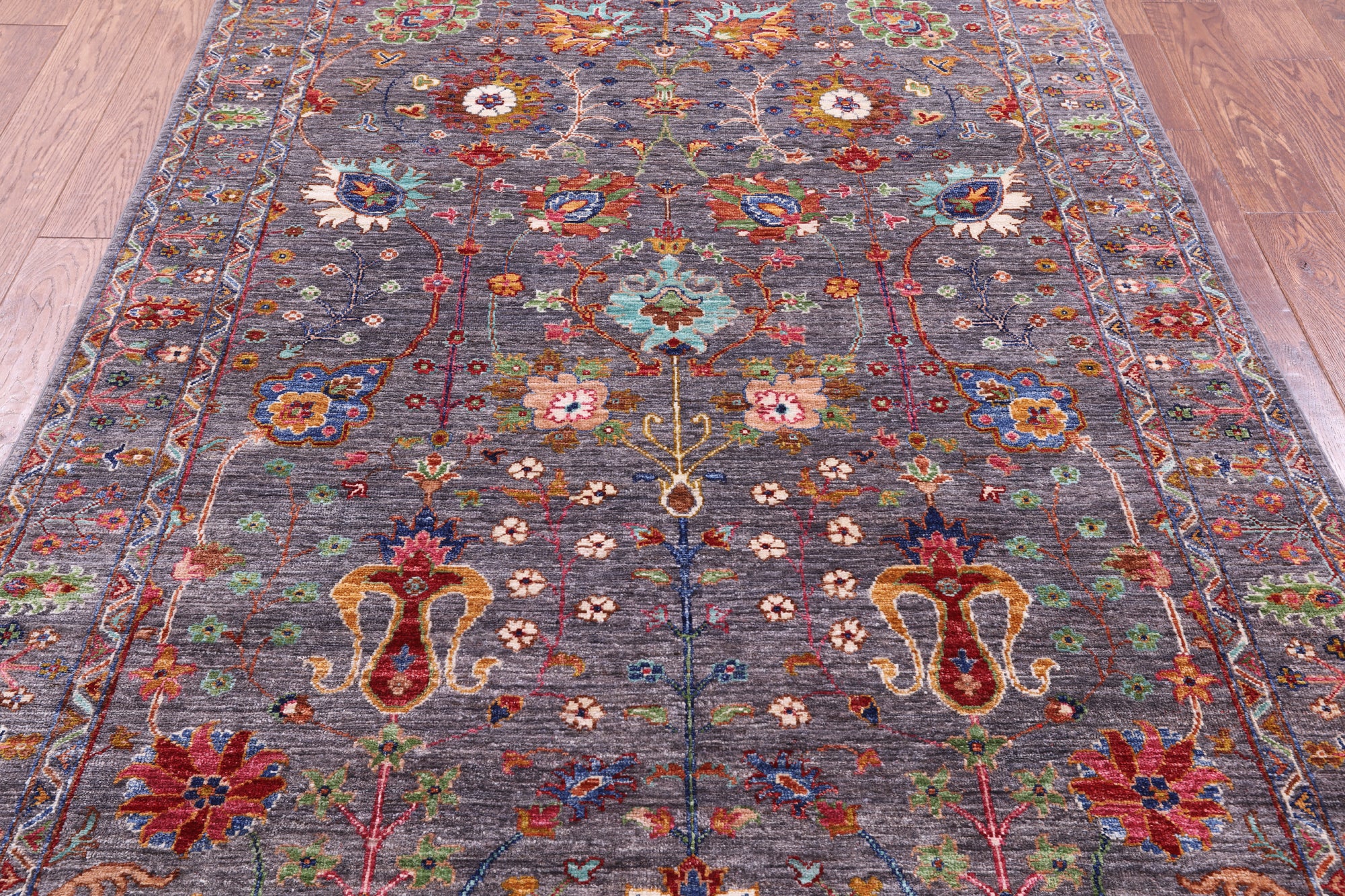 Grey Persian Tabriz Hand Knotted Wool Rug - 4' 11" X 6' 11" - Golden Nile