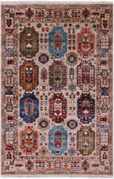 Turkmen Ersari Hand Knotted Wool Rug - 4' 2" X 6' 3" - Golden Nile