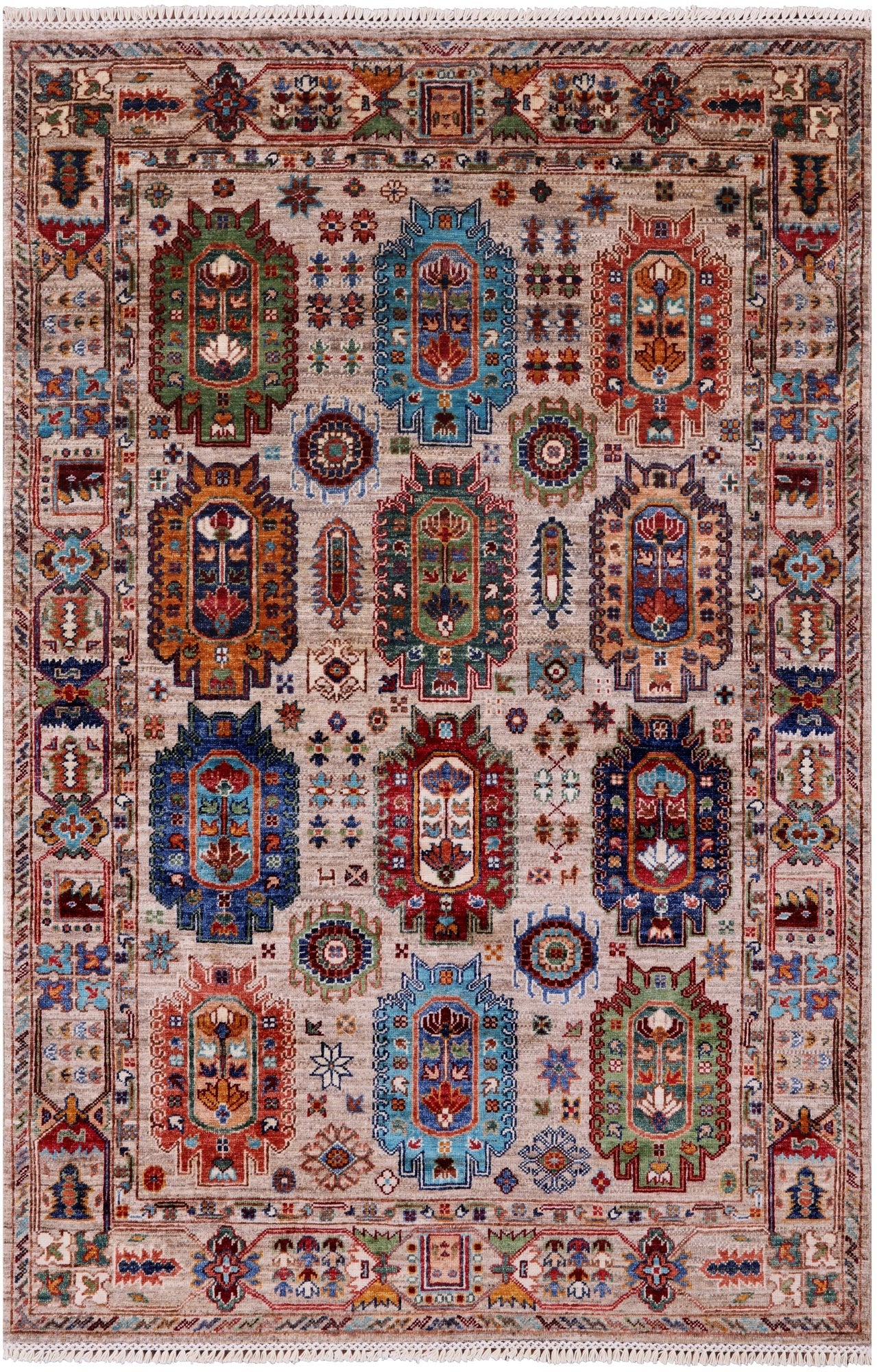Turkmen Ersari Hand Knotted Wool Rug - 4' 2" X 6' 3" - Golden Nile