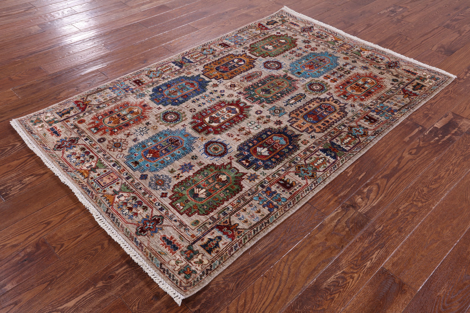 Turkmen Ersari Hand Knotted Wool Rug - 4' 2" X 6' 3" - Golden Nile