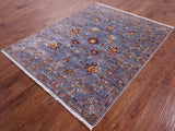 Peshawar Hand Knotted Wool Rug - 5' 0" X 6' 6" - Golden Nile