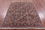 Grey Turkmen Ersari Hand Knotted Wool Rug - 5' 1" X 6' 6" - Golden Nile