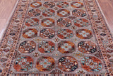 Grey Turkmen Ersari Hand Knotted Wool Rug - 5' 1" X 6' 6" - Golden Nile