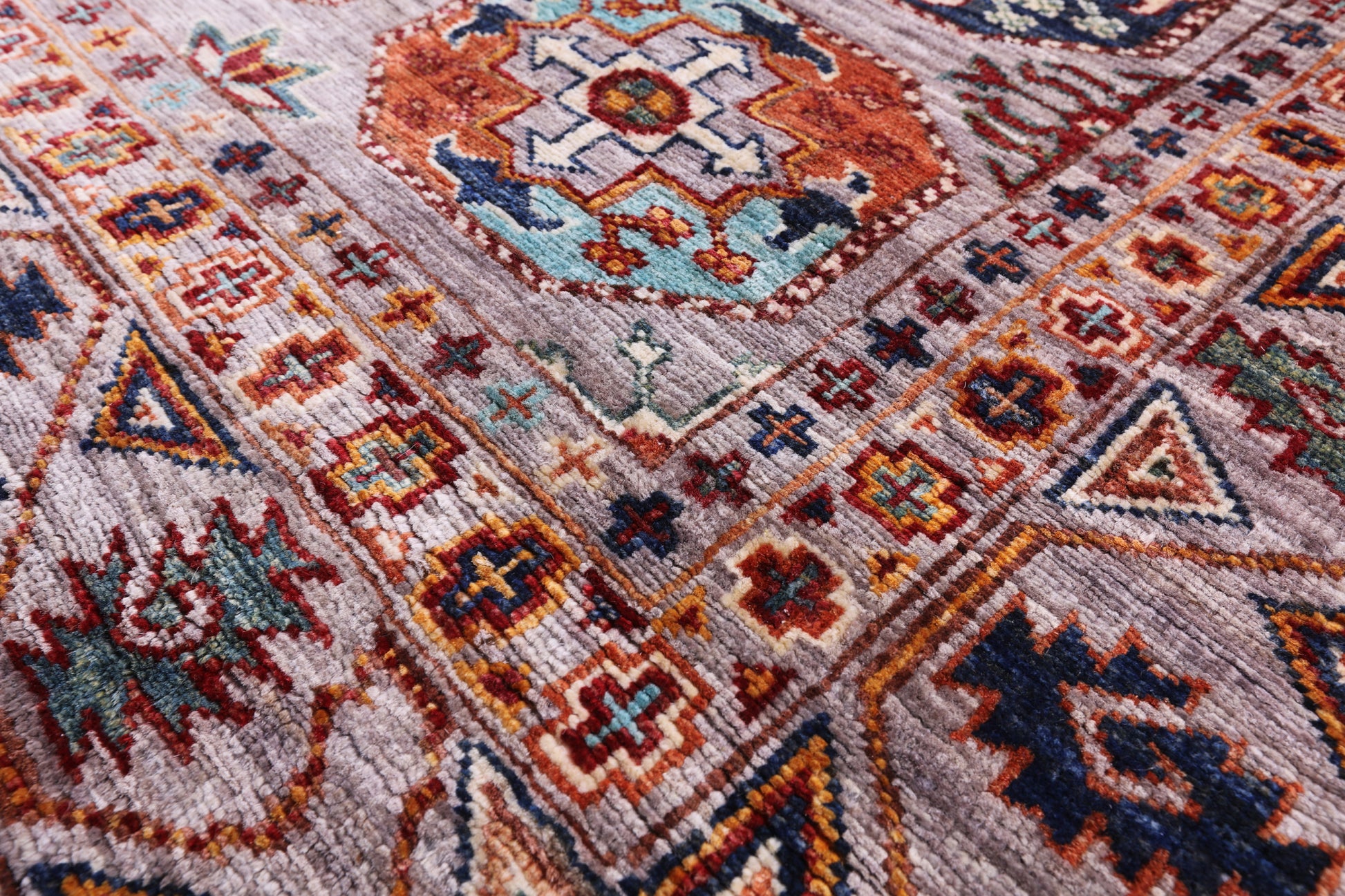 Grey Turkmen Ersari Hand Knotted Wool Rug - 5' 1" X 6' 6" - Golden Nile
