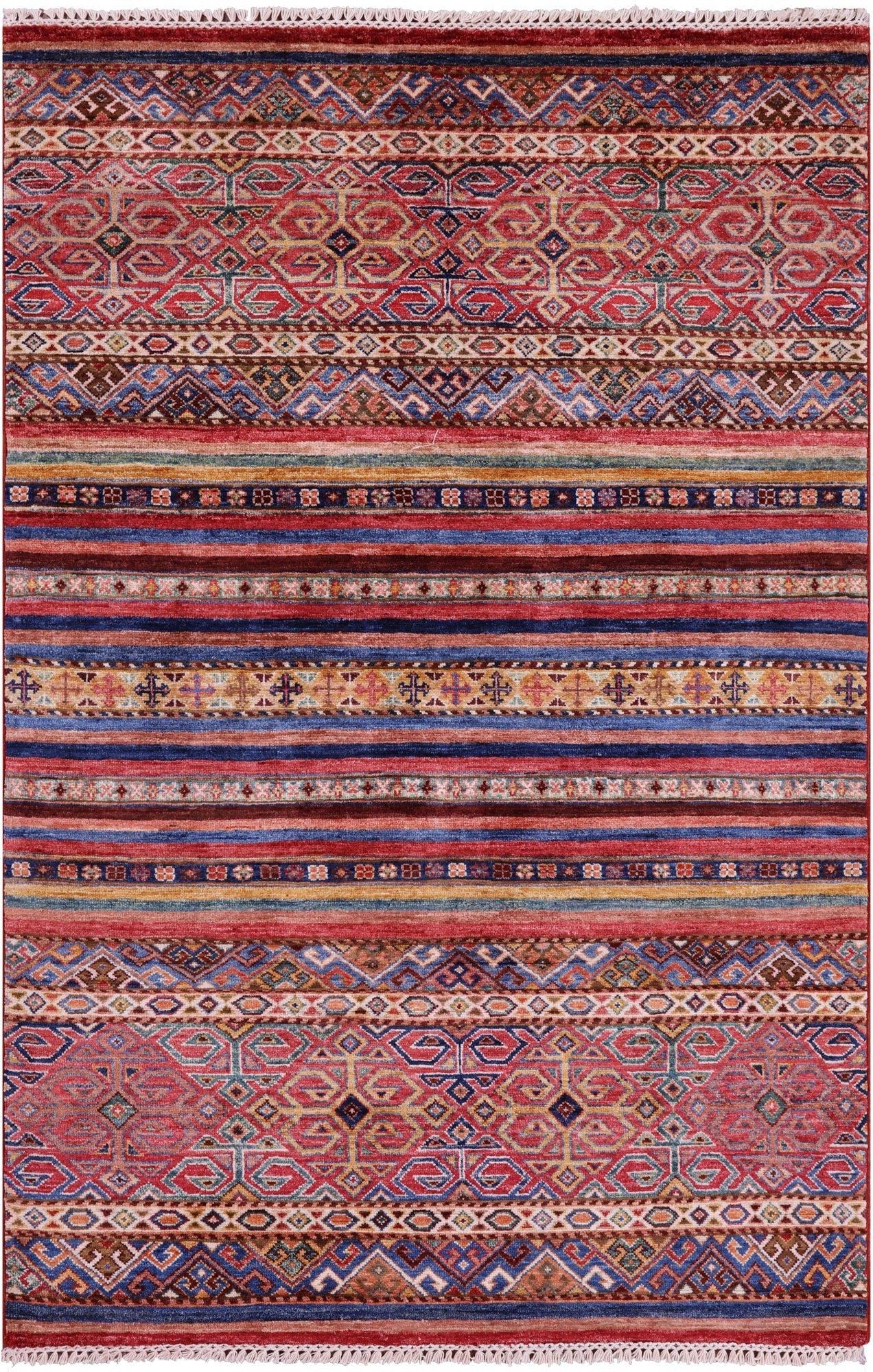 Khorjin Persian Gabbeh Hand Knotted Wool Rug - 4' 1" X 6' 0" - Golden Nile