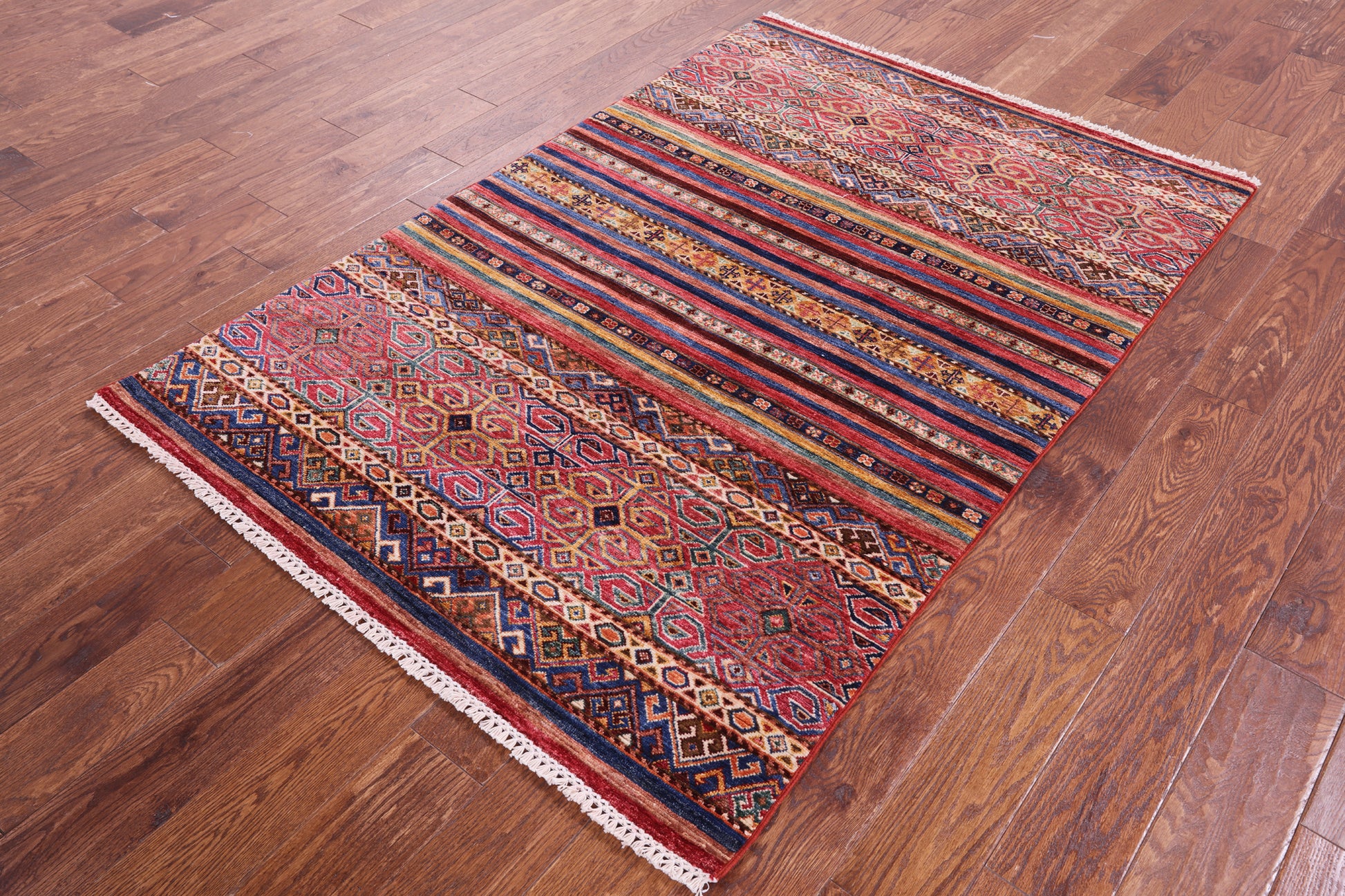 Khorjin Persian Gabbeh Hand Knotted Wool Rug - 4' 1" X 6' 0" - Golden Nile