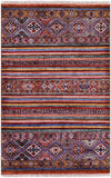 Khorjin Persian Gabbeh Hand Knotted Wool Rug - 3' 5" X 5' 4" - Golden Nile