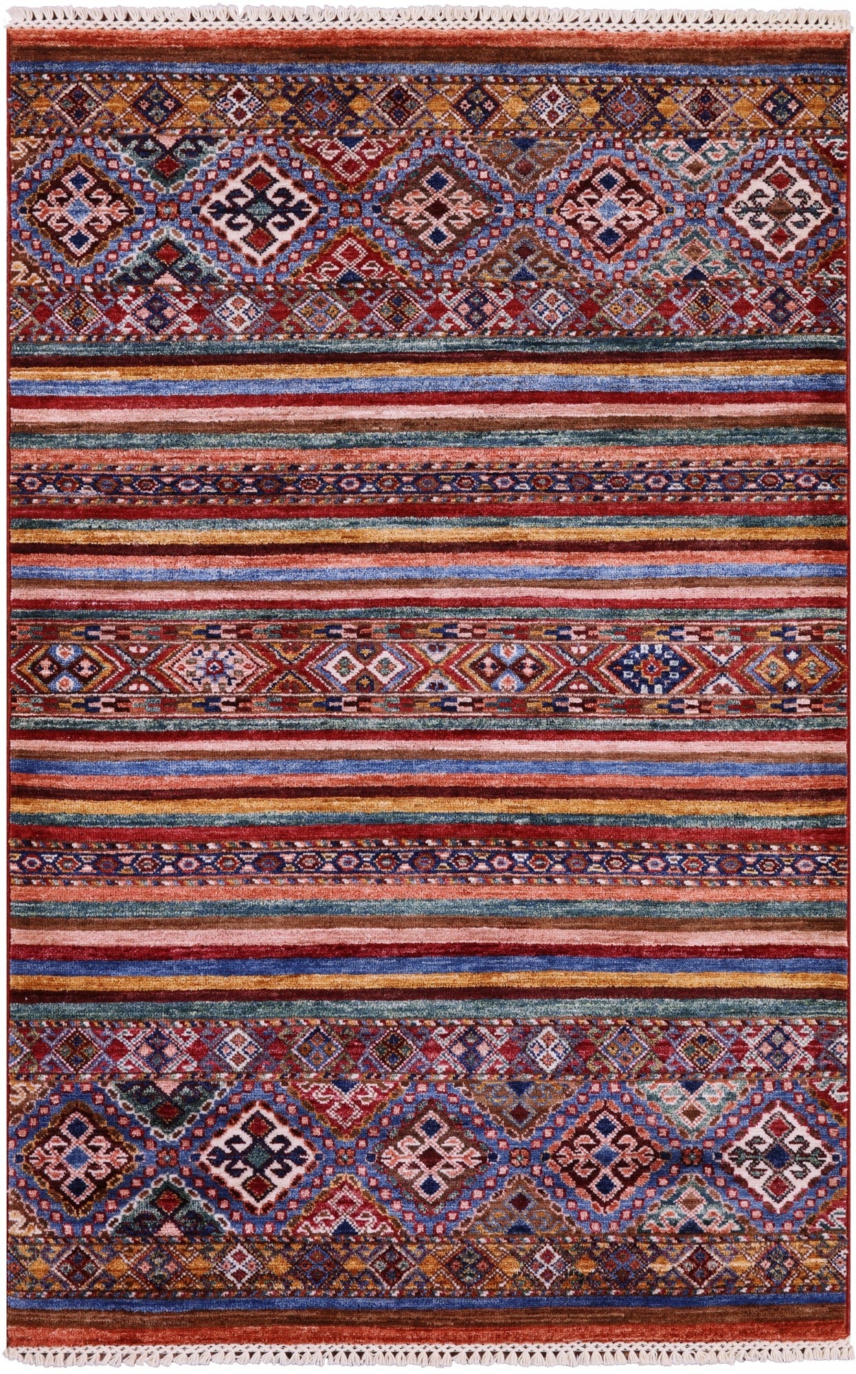 Khorjin Persian Gabbeh Hand Knotted Wool Rug - 3' 5" X 5' 4" - Golden Nile