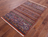 Khorjin Persian Gabbeh Hand Knotted Wool Rug - 3' 5" X 5' 4" - Golden Nile