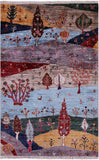 Tribal Persian Gabbeh Handmade Wool Rug - 3' 2" X 4' 11" - Golden Nile