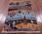 Tribal Persian Gabbeh Handmade Wool Rug - 3' 2" X 4' 11" - Golden Nile