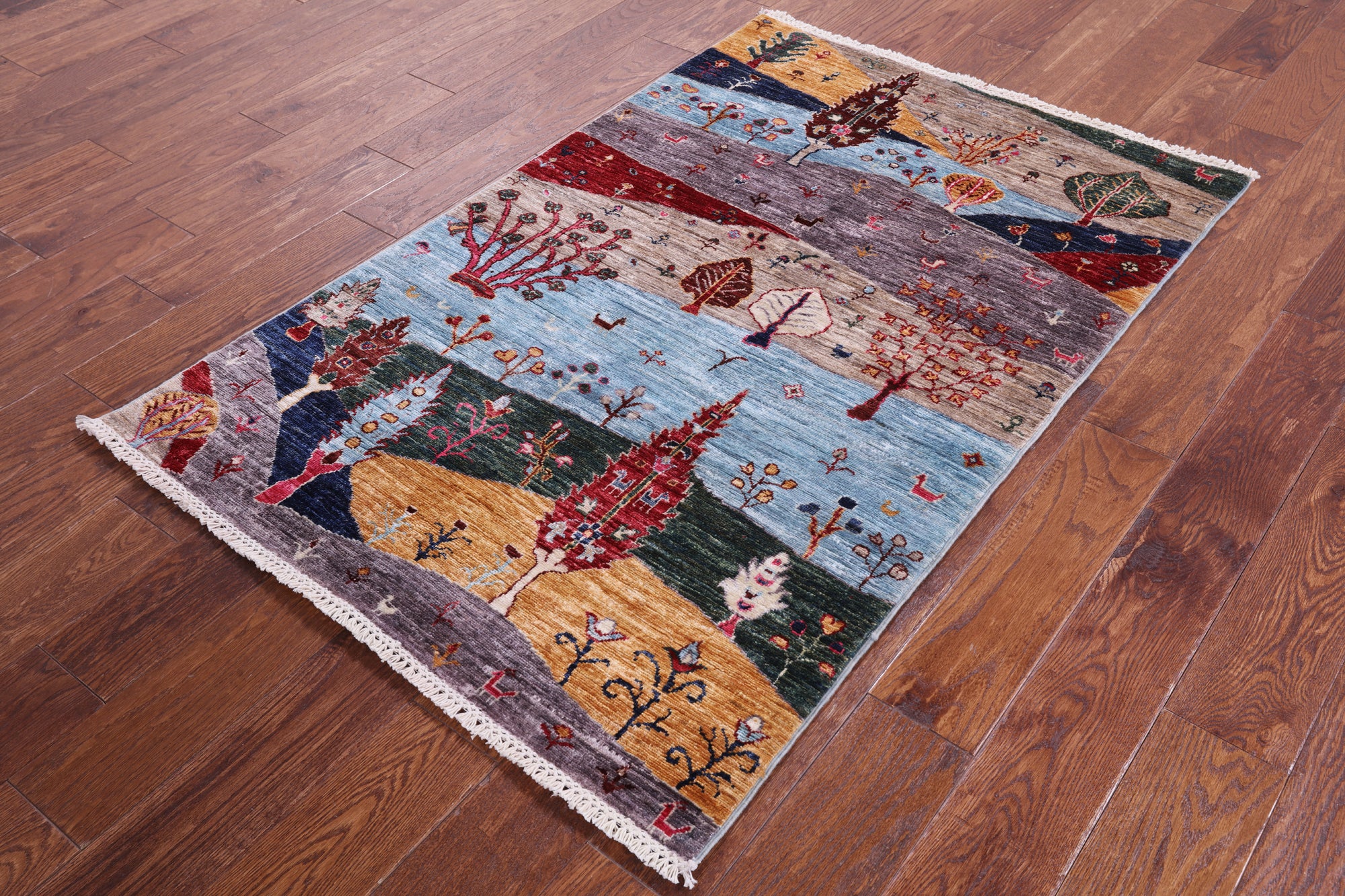 Tribal Persian Gabbeh Handmade Wool Rug - 3' 2" X 4' 11" - Golden Nile