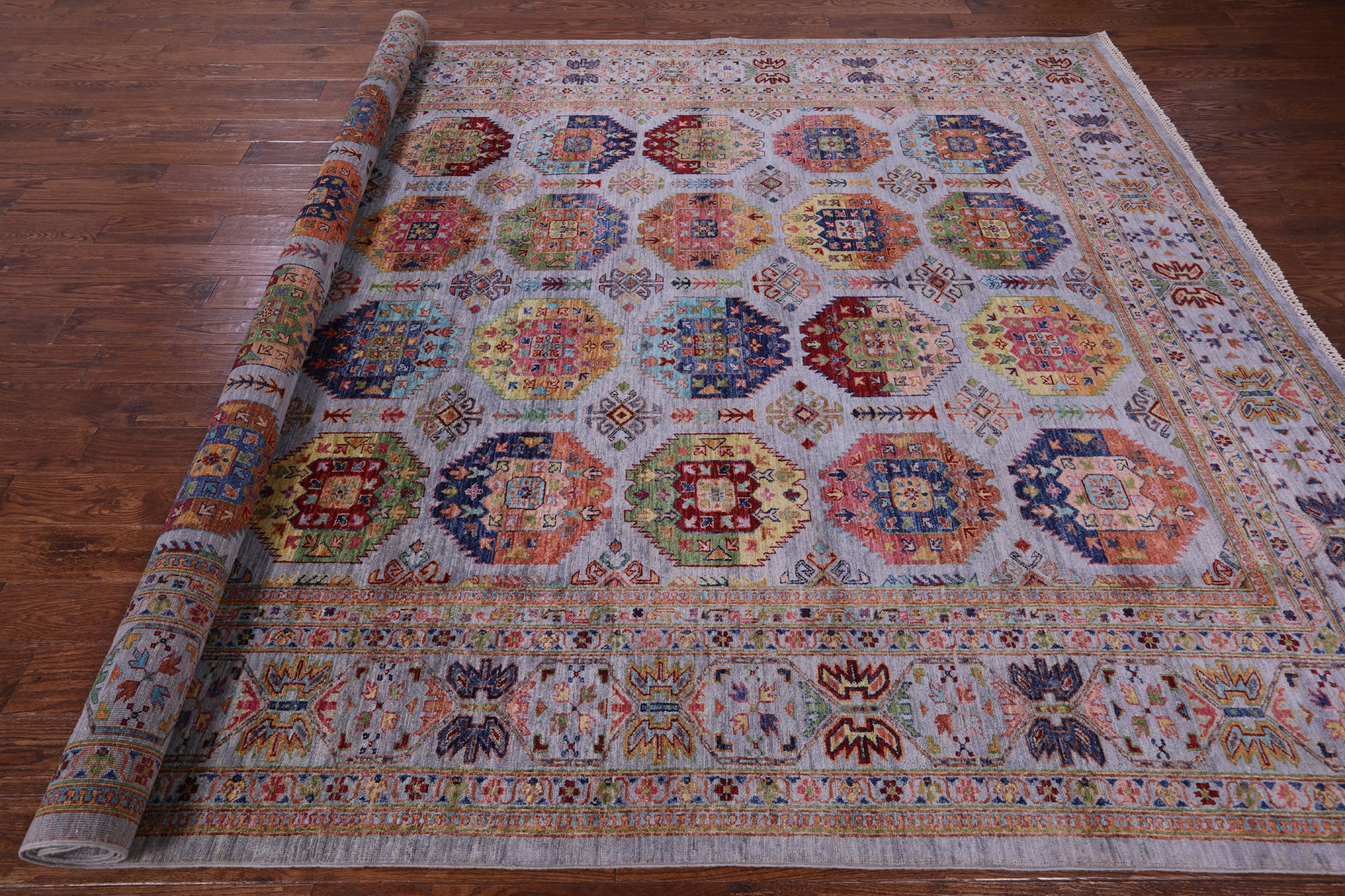 Turkmen Ersari Hand Knotted Wool Rug - 8' 10" X 11' 11" - Golden Nile