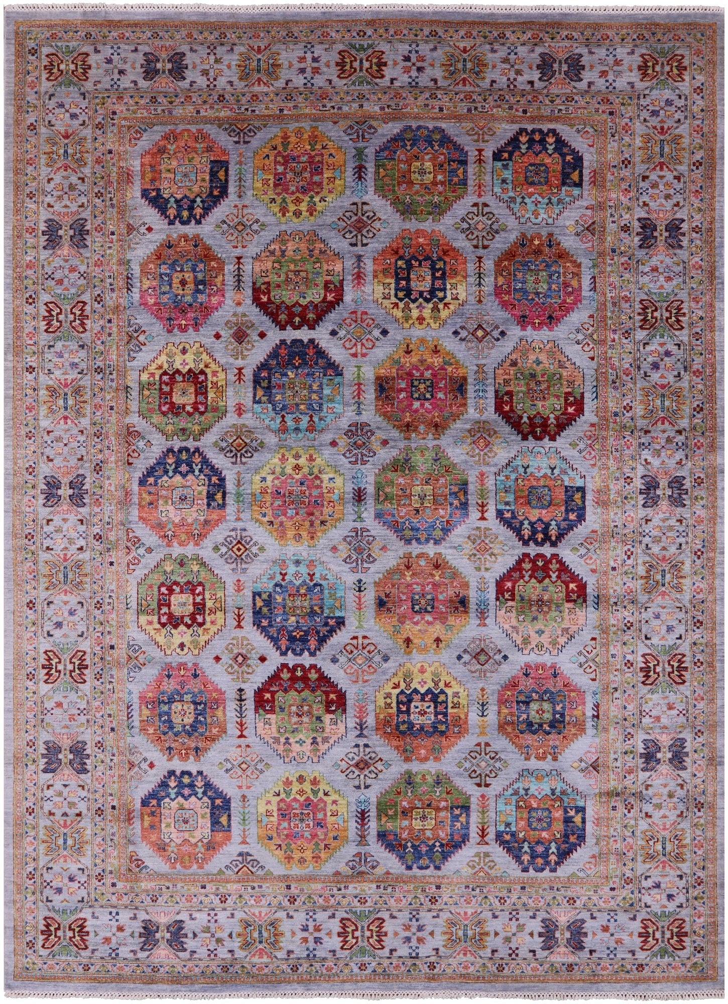 Turkmen Ersari Hand Knotted Wool Rug - 8' 10" X 11' 11" - Golden Nile