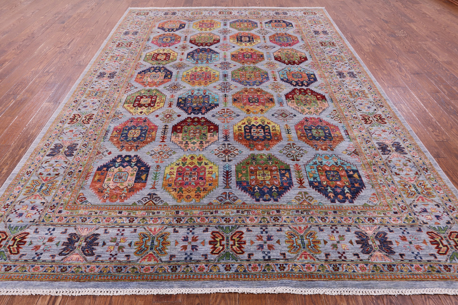 Turkmen Ersari Hand Knotted Wool Rug - 8' 10" X 11' 11" - Golden Nile