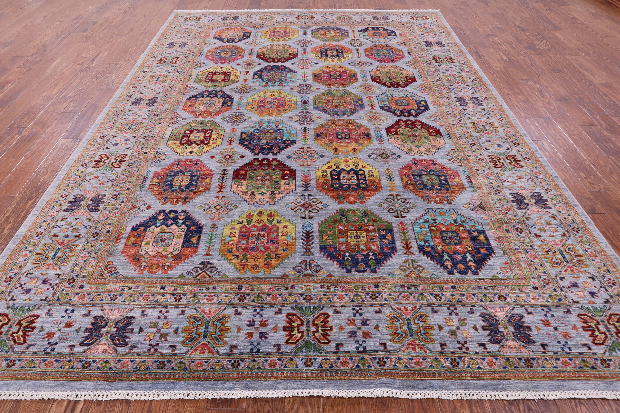 Turkmen Ersari Hand Knotted Wool Rug - 8' 10" X 11' 11" - Golden Nile