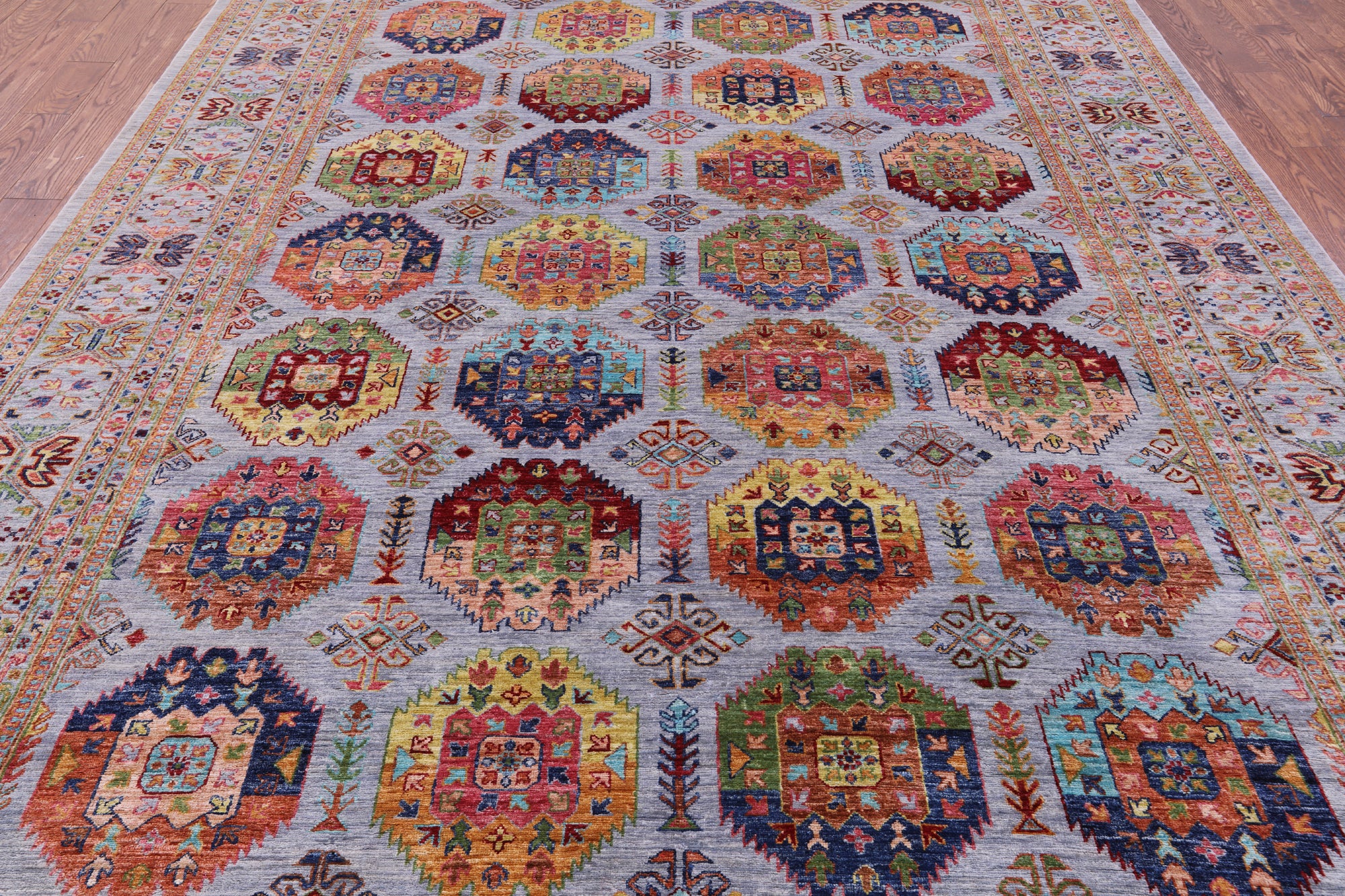 Turkmen Ersari Hand Knotted Wool Rug - 8' 10" X 11' 11" - Golden Nile