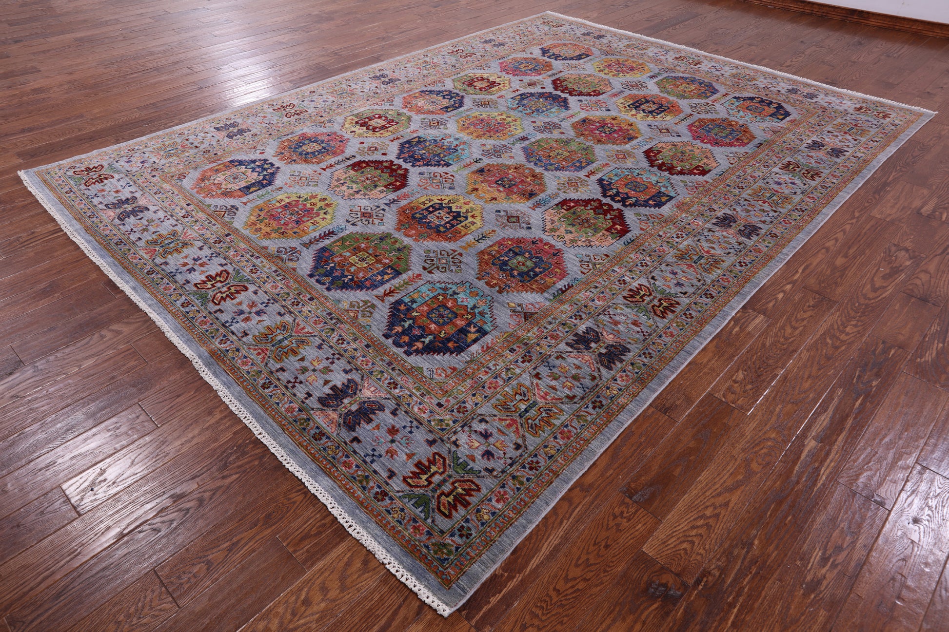 Turkmen Ersari Hand Knotted Wool Rug - 8' 10" X 11' 11" - Golden Nile