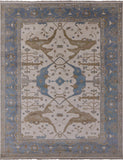 Ivory Turkish Oushak Hand Knotted Wool Area Rug - 9' 3" X 11' 11" - Golden Nile
