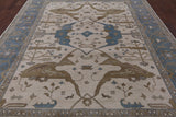 Ivory Turkish Oushak Hand Knotted Wool Area Rug - 9' 3" X 11' 11" - Golden Nile