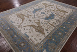 Ivory Turkish Oushak Hand Knotted Wool Area Rug - 9' 3" X 11' 11" - Golden Nile