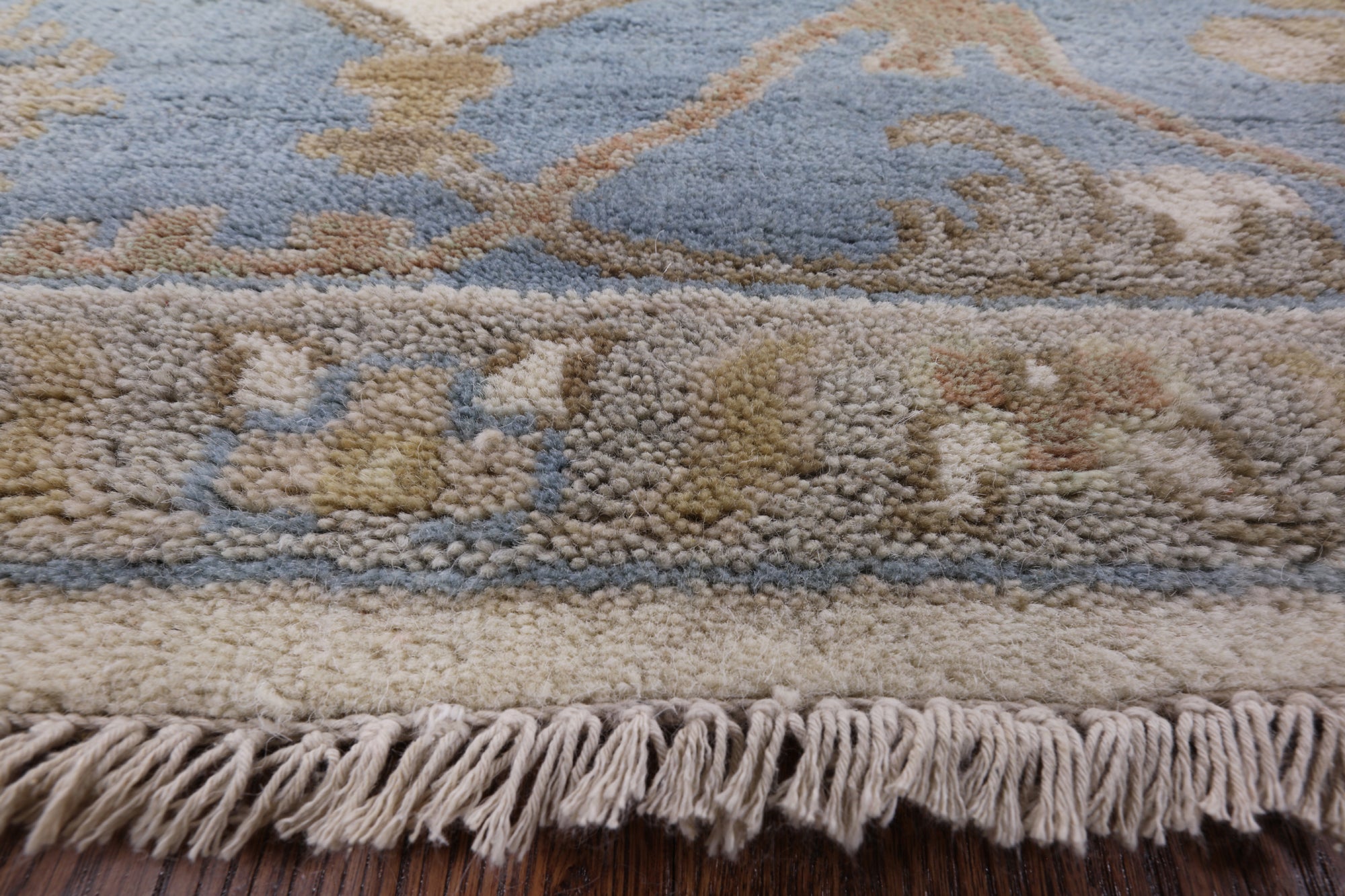 Ivory Turkish Oushak Hand Knotted Wool Area Rug - 9' 3" X 11' 11" - Golden Nile