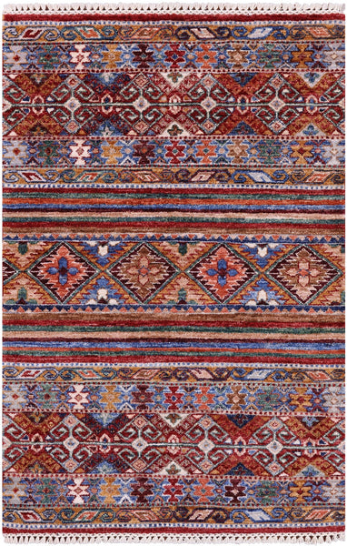 Khorjin Persian Gabbeh Hand Knotted Wool Rug - 2' 9" X 4' 0" - Golden Nile