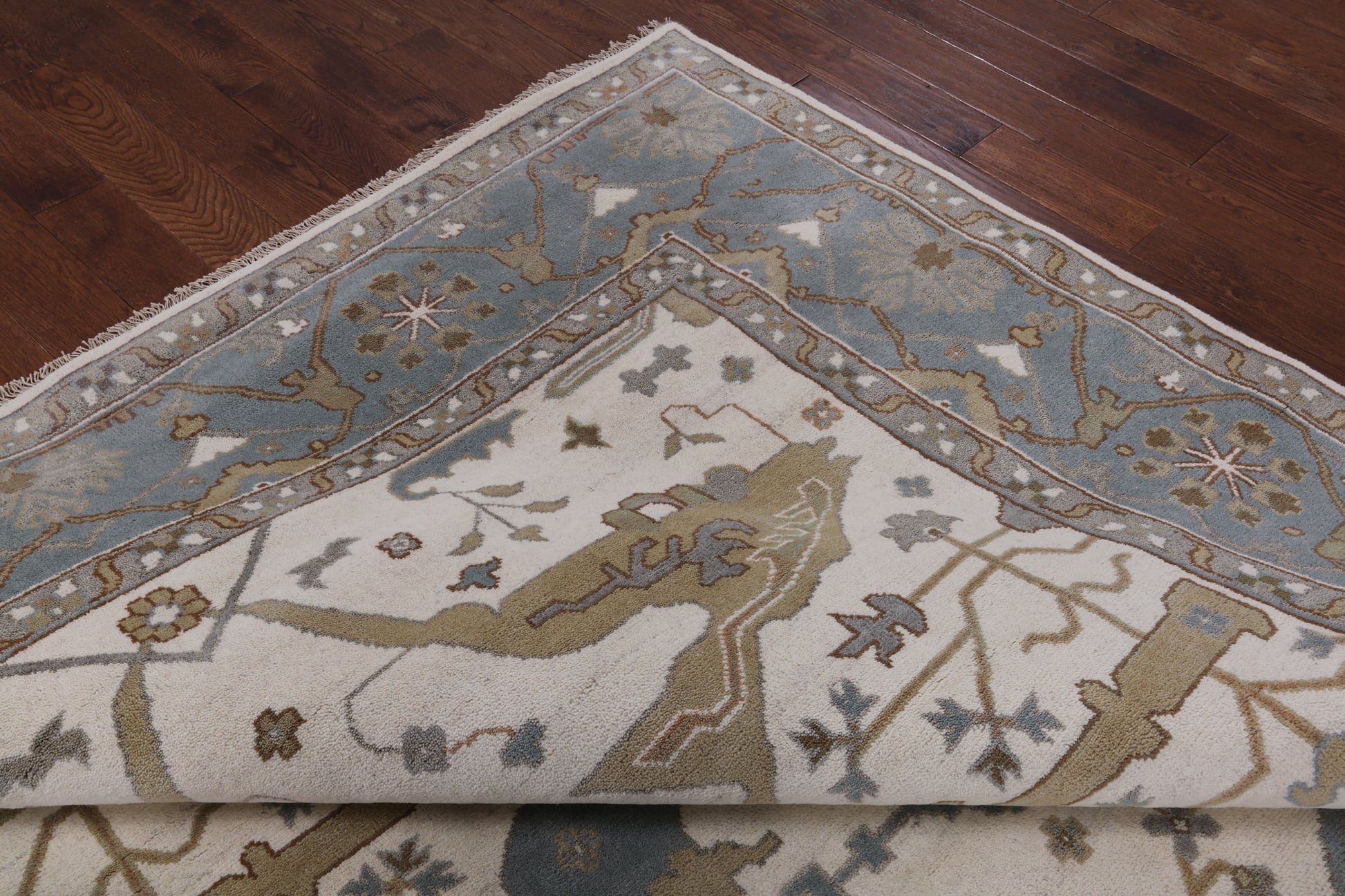 Ivory Turkish Oushak Hand Knotted Wool Rug - 9' 2" X 11' 9" - Golden Nile