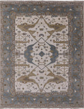 Ivory Turkish Oushak Hand Knotted Wool Rug - 9' 2" X 11' 9" - Golden Nile
