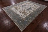 Ivory Turkish Oushak Hand Knotted Wool Rug - 9' 2" X 11' 9" - Golden Nile