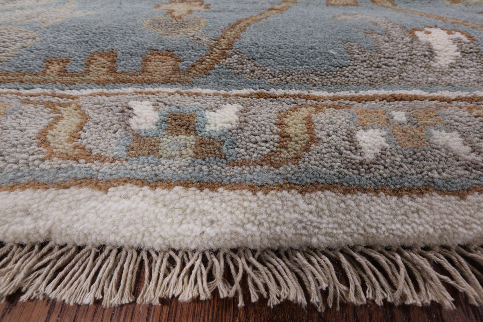 Ivory Turkish Oushak Hand Knotted Wool Rug - 9' 2" X 11' 9" - Golden Nile