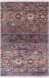 Grey Khorjin Persian Gabbeh Hand Knotted Wool Rug - 2' 8" X 4' 1" - Golden Nile