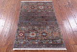 Grey Khorjin Persian Gabbeh Hand Knotted Wool Rug - 2' 8" X 4' 1" - Golden Nile