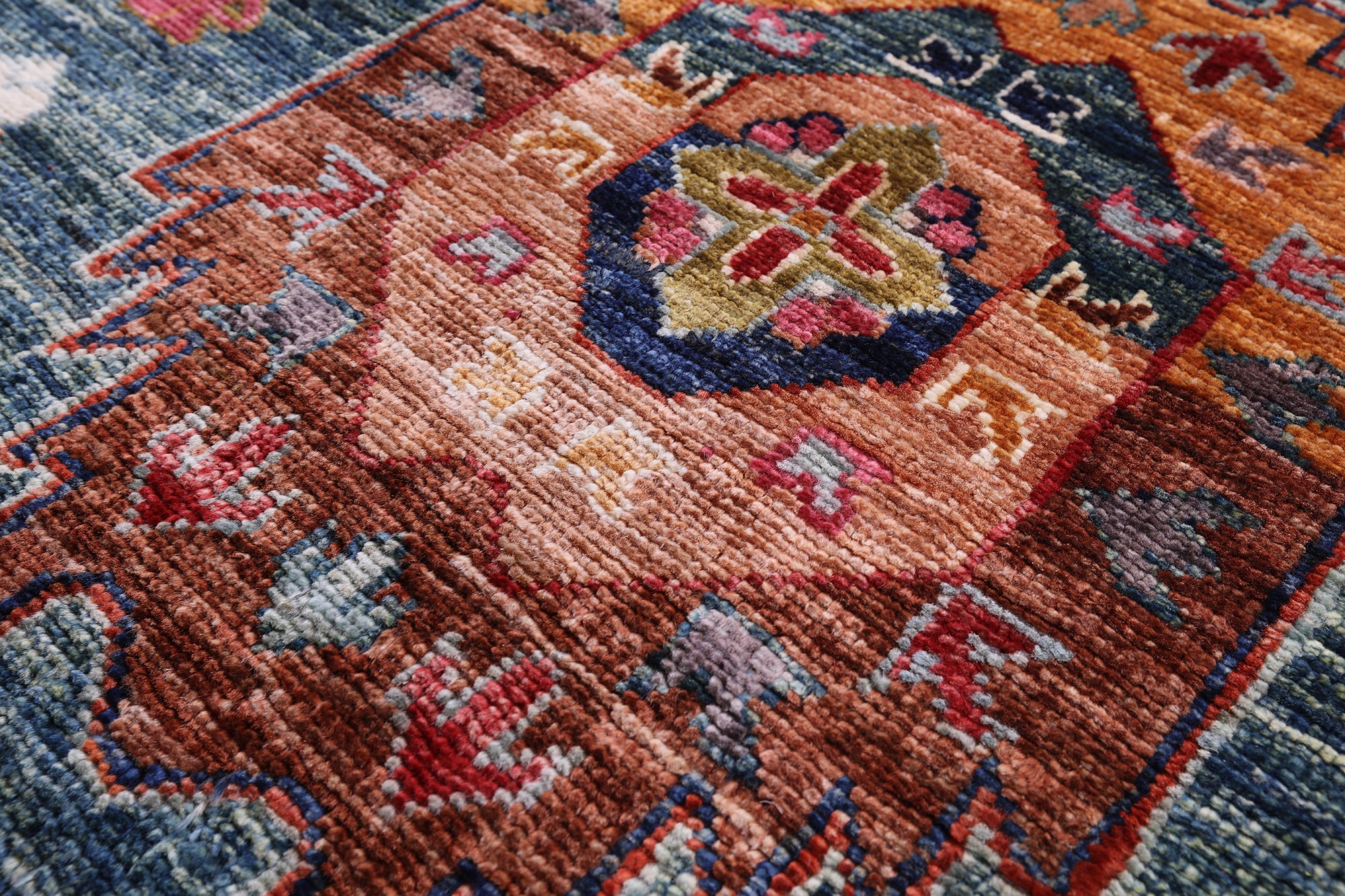 Green Turkmen Ersari Hand Knotted Wool Runner Rug - 2' 10" X 10' 7" - Golden Nile