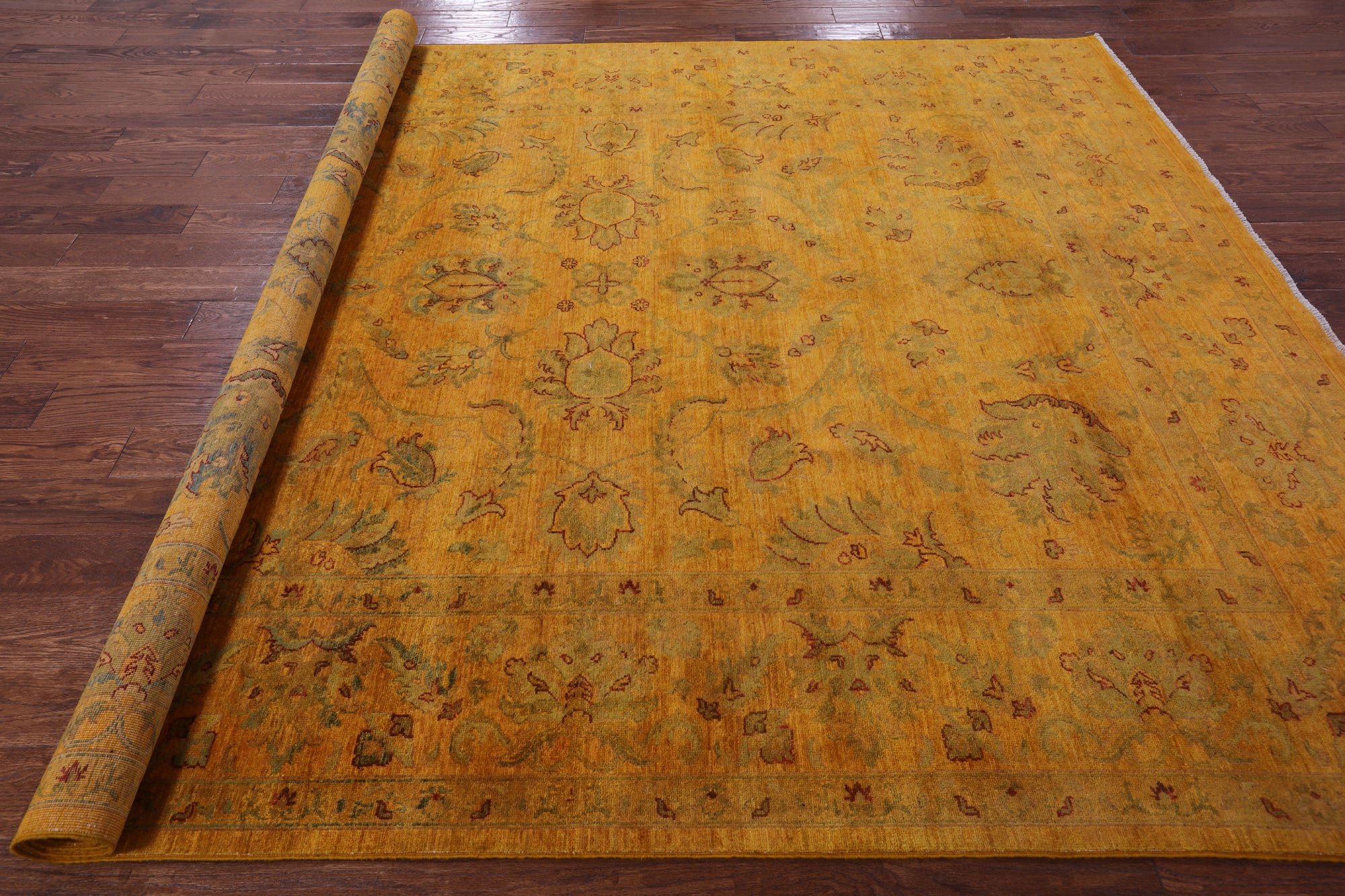 Gold Persian Tabriz Hand Knotted Wool Rug - 8' 1" X 9' 10" - Golden Nile