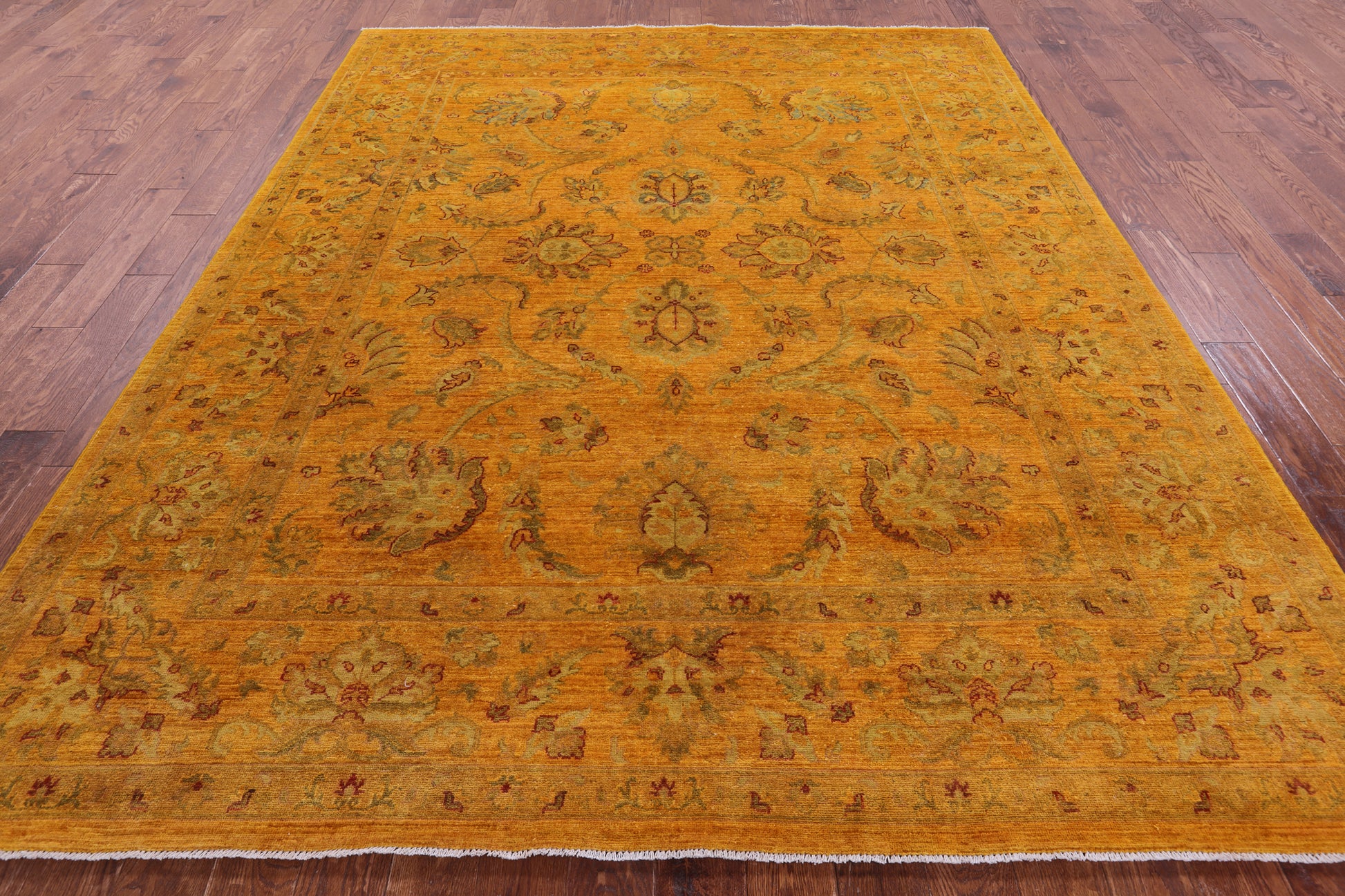 Gold Persian Tabriz Hand Knotted Wool Rug - 8' 1" X 9' 10" - Golden Nile