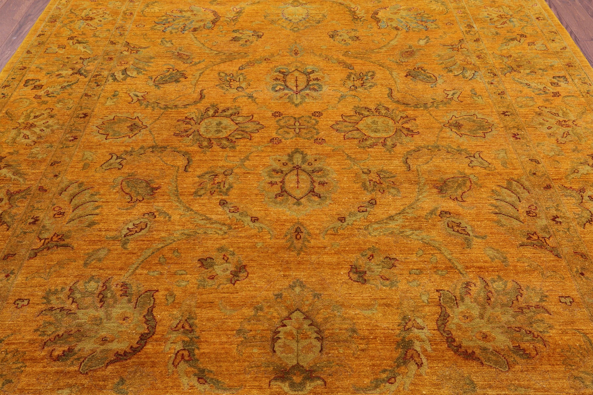 Gold Persian Tabriz Hand Knotted Wool Rug - 8' 1" X 9' 10" - Golden Nile