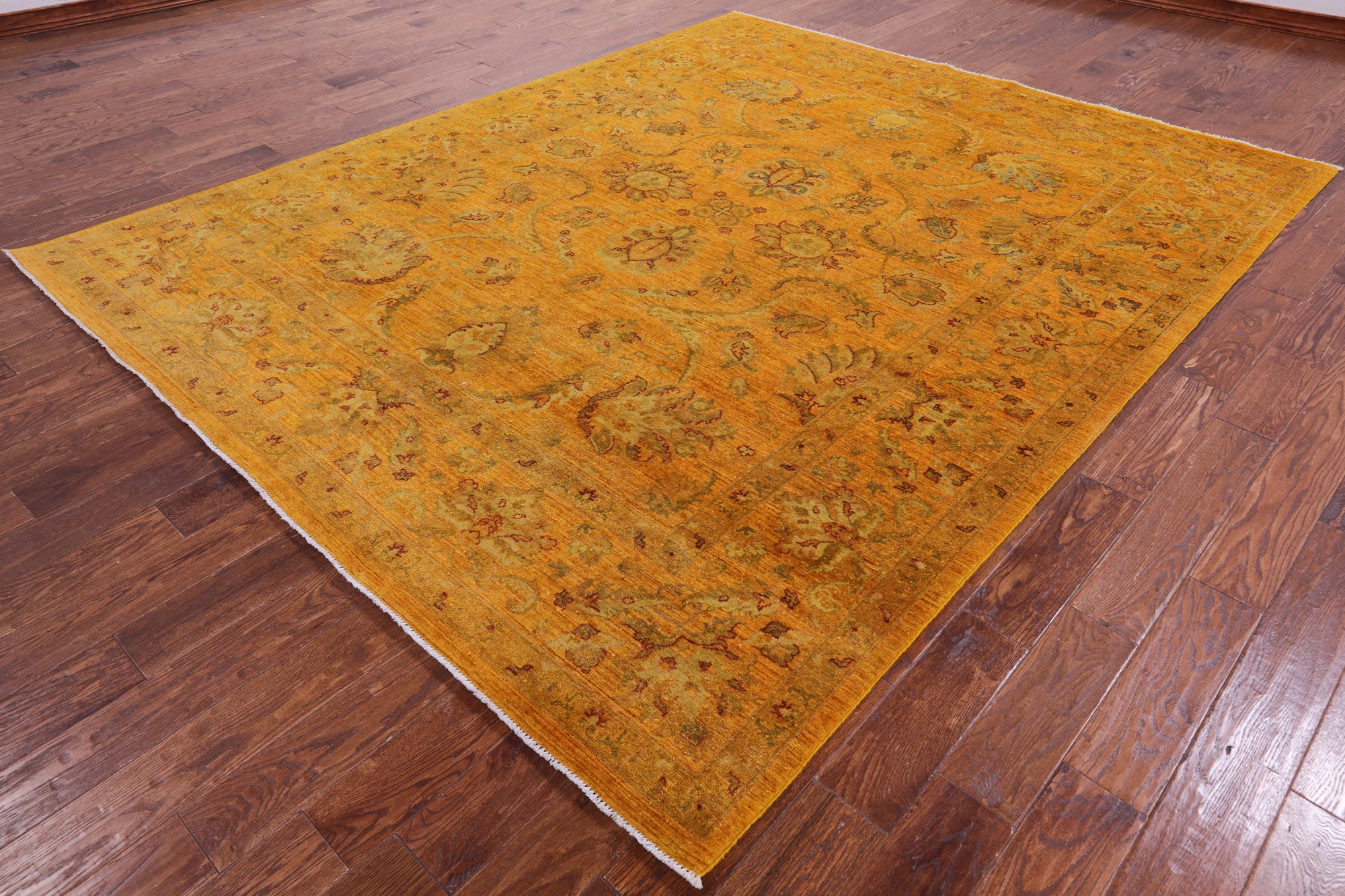 Gold Persian Tabriz Hand Knotted Wool Rug - 8' 1" X 9' 10" - Golden Nile