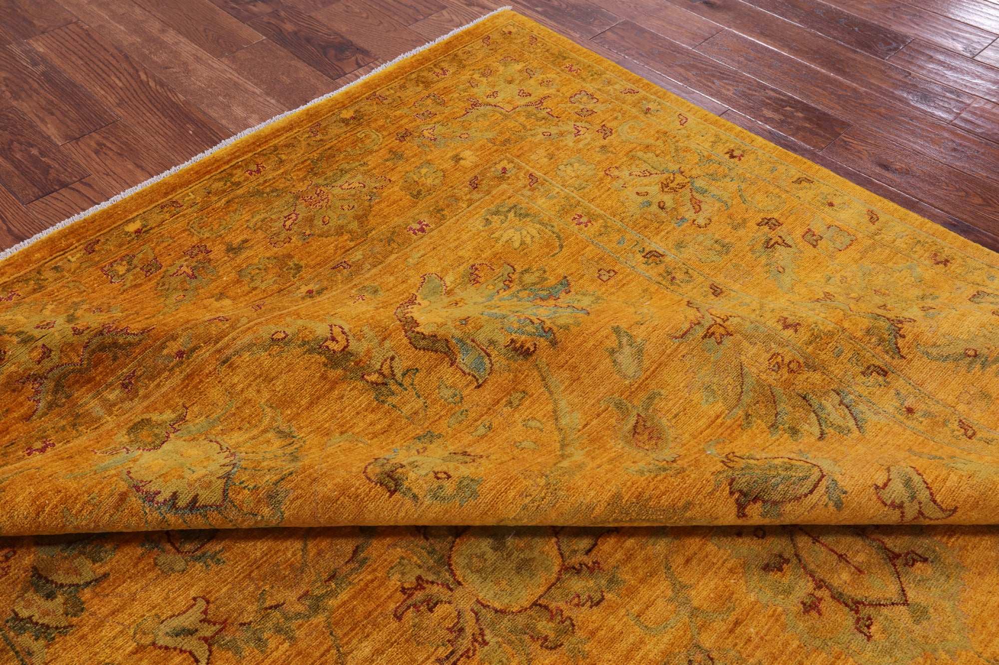 Gold Persian Tabriz Hand Knotted Wool Rug - 8' 1" X 9' 10" - Golden Nile