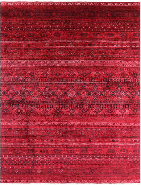 Red Khorjin Persian Gabbeh Hand Knotted Wool Rug - 8' 10" X 11' 5" - Golden Nile
