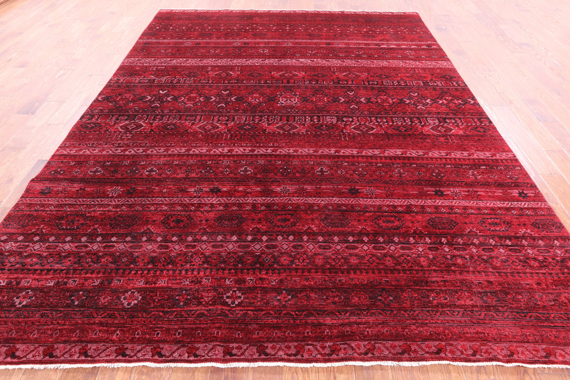 Red Khorjin Persian Gabbeh Hand Knotted Wool Rug - 8' 10" X 11' 5" - Golden Nile