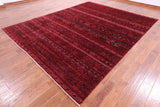 Red Khorjin Persian Gabbeh Hand Knotted Wool Rug - 8' 10" X 11' 5" - Golden Nile