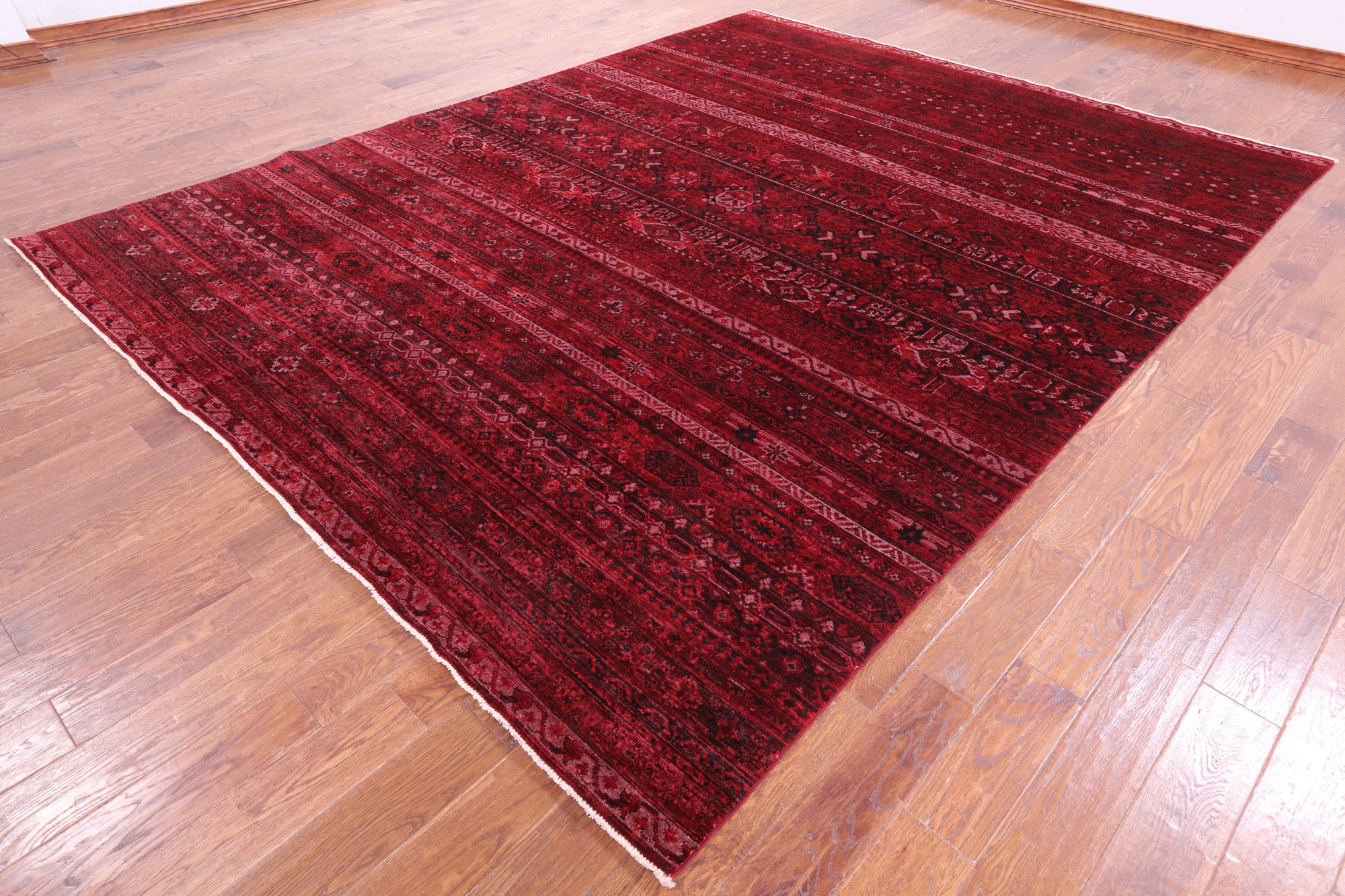 Red Khorjin Persian Gabbeh Hand Knotted Wool Rug - 8' 10" X 11' 5" - Golden Nile